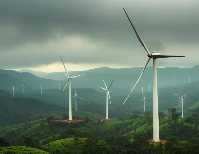 Ramakkalmedu hills with wind turbines
