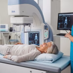 Senior person getting bone density checked