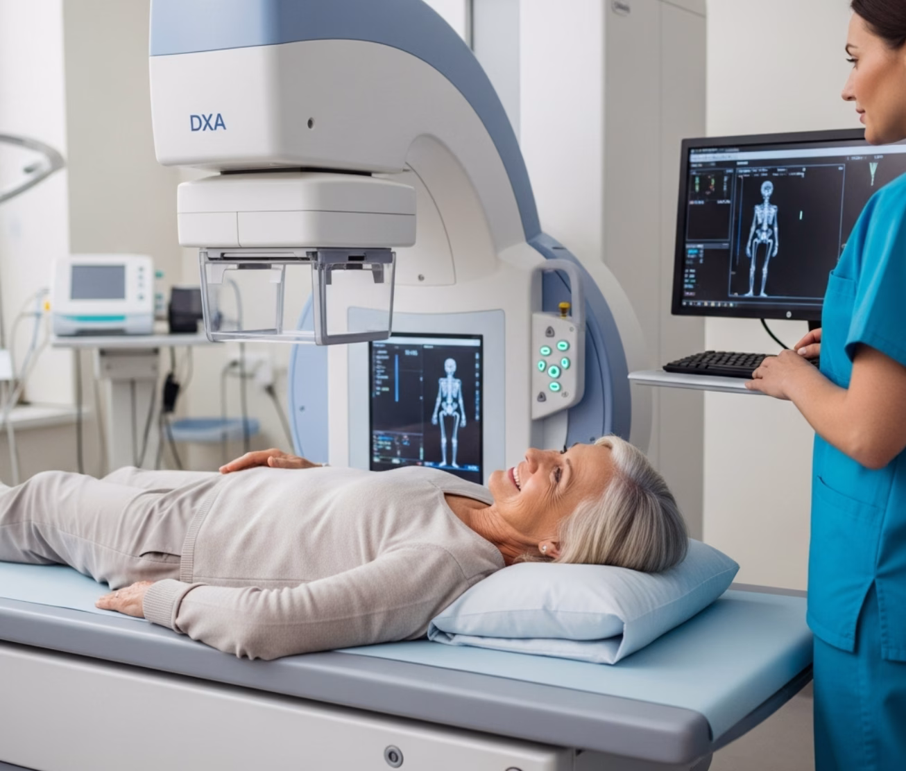 Senior person getting bone density checked
