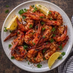 Smoky red tandoori prawns