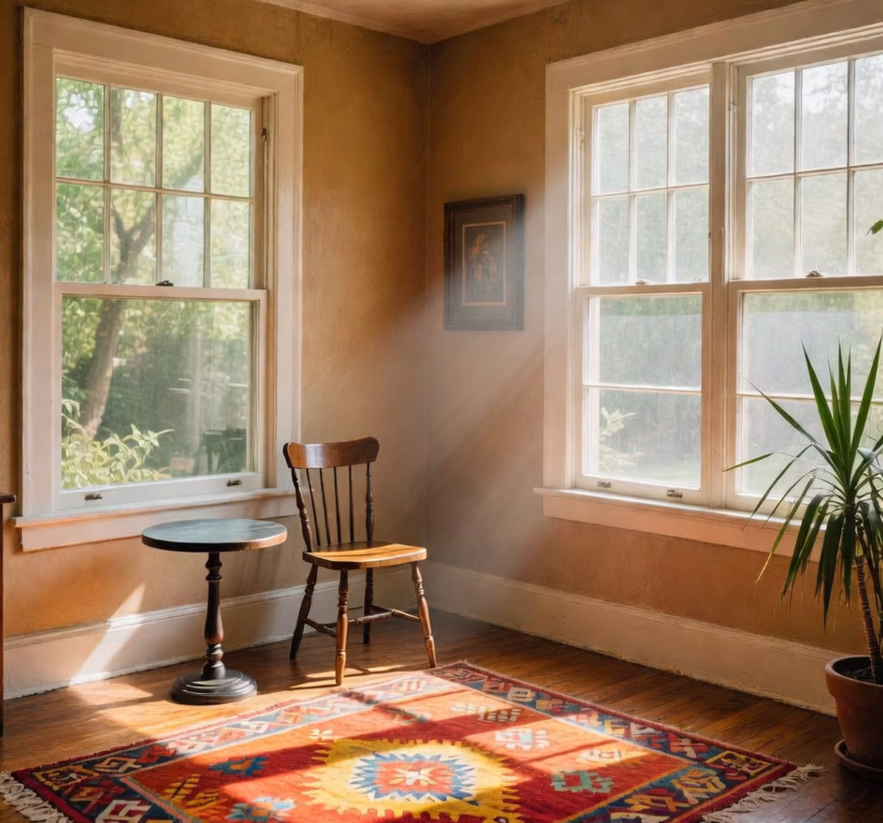 Sunlight streaming in uncluttered