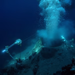 Underwater volcano with deep-sea