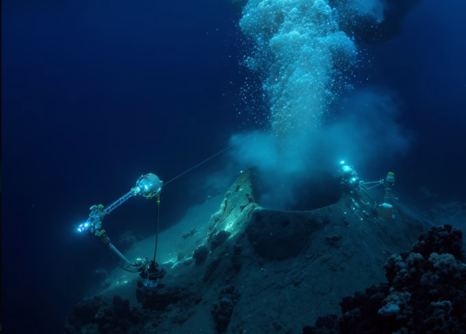 Underwater volcano with deep-sea