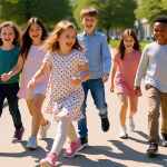 Urban children playing outdoors
