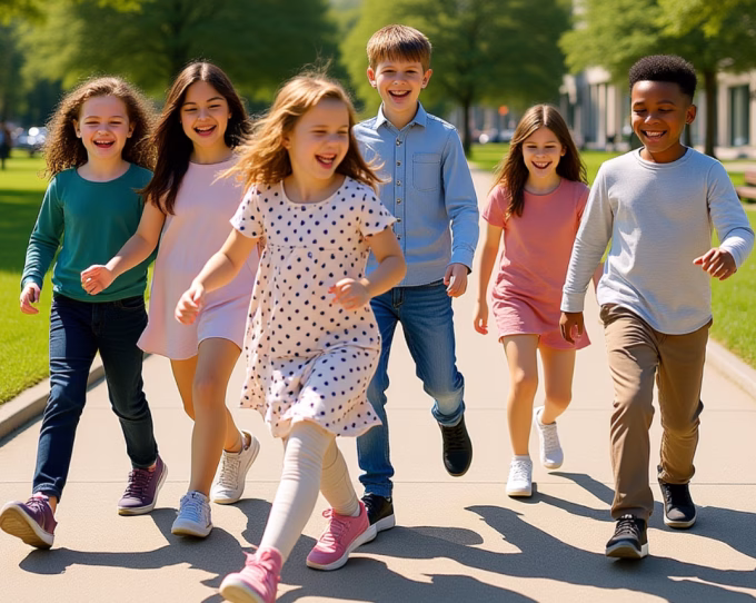 Urban children playing outdoors