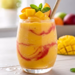 Vegan frozen peach mango smoothie
