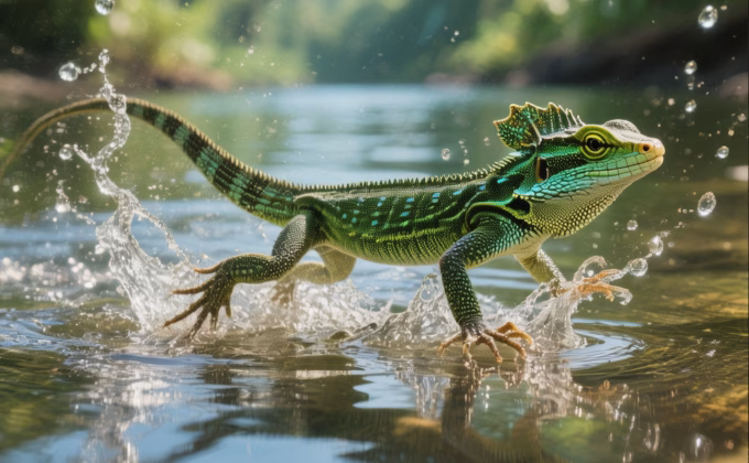 Water walking lizard