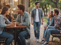 Young adults on casual dates