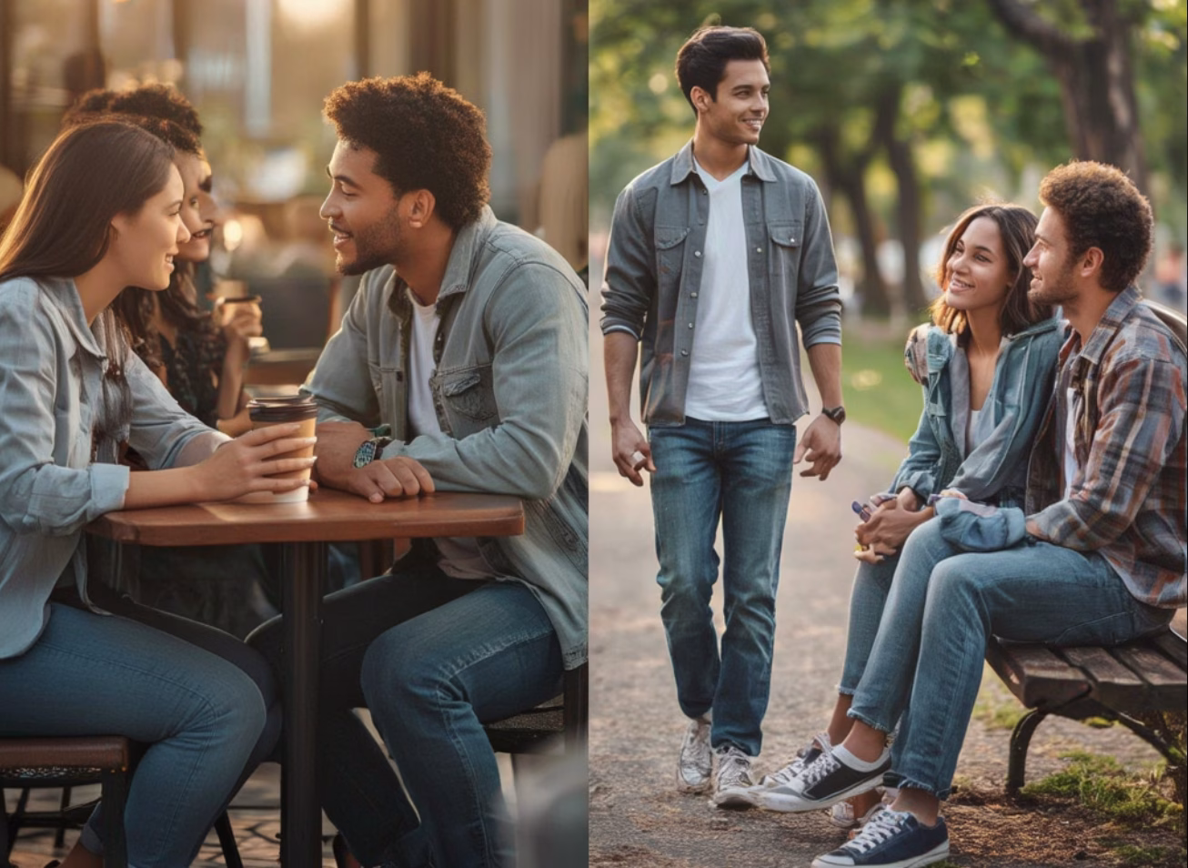 Young adults on casual dates