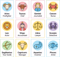 Zodiac career showing ideal professions.