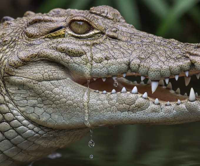 crocodile producing tears
