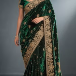 embroidered velvet saree