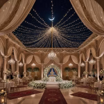 wedding with drapes and lights