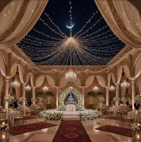 wedding with drapes and lights
