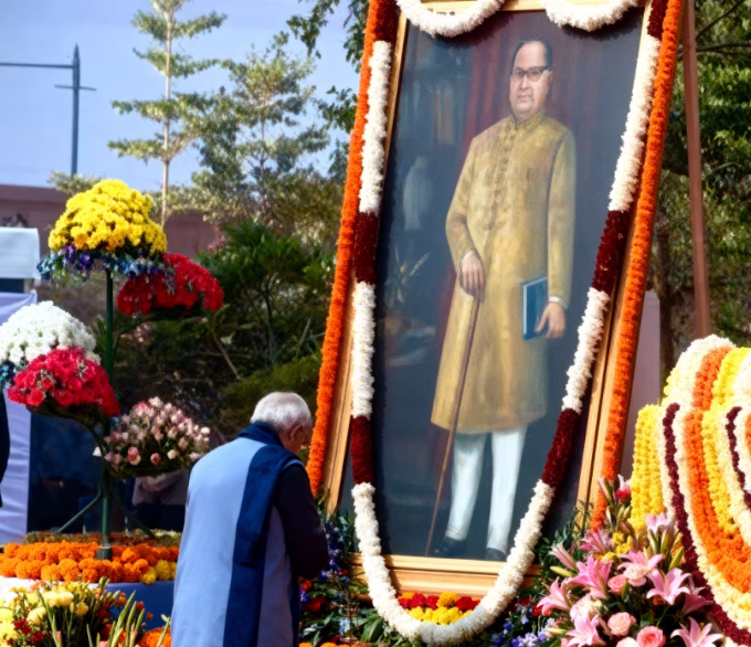 Parliament Pays Respect to Babasaheb: Buddhist Chants & Floral Tributes on Mahaparinirvan Diwas