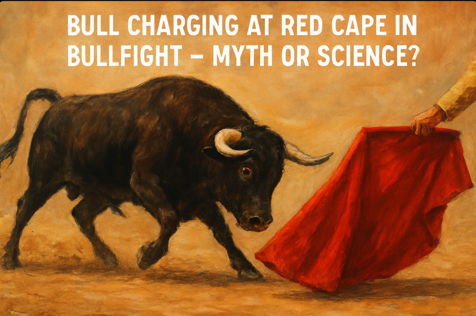 Bull charging at red cape
