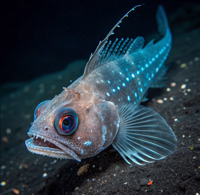 Faceless deep-sea fish