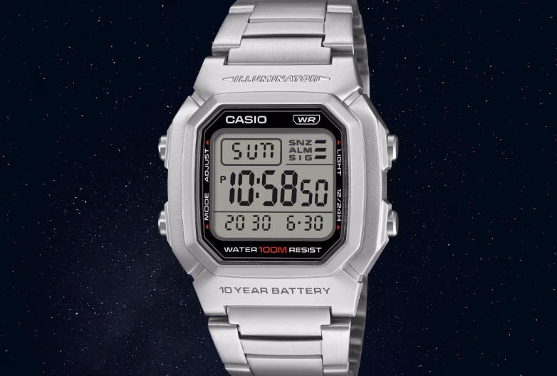 Casio retro digital watch metal strap