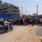 People angry over the shortage of cylinders blocked the road.
