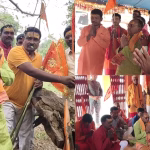 Inauguration of Shri Ramcharit Manas Mahayagya ritual with flag hoisting.