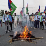 Strong demonstration against the corruption and anti-student policies prevalent in the zonal office.