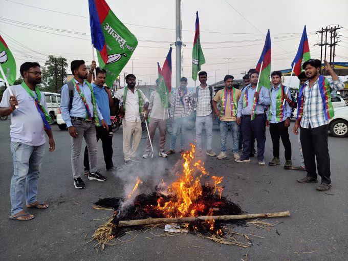 Strong demonstration against the corruption and anti-student policies prevalent in the zonal office.