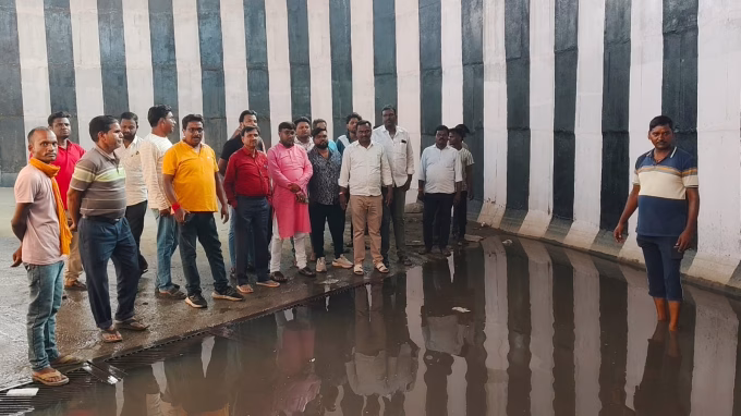Villagers worried due to water logging in underpass bridge, MP representative Subhash Ravani inspected.