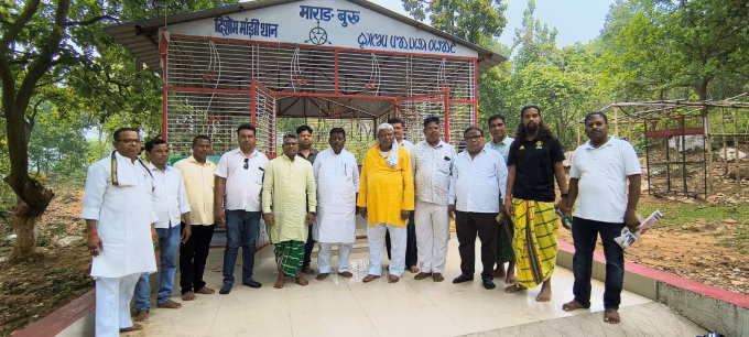 MLA Hemlal Murmu offered prayers at Marang Buru Manjhi police station.