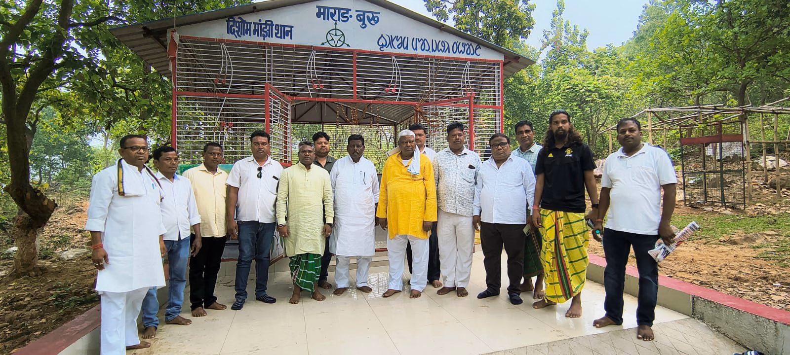 MLA Hemlal Murmu offered prayers at Marang Buru Manjhi police station.