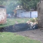 Ground caved in with loud explosion in Godhar of Kusunda, cracks in three houses.