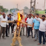Villagers Burn Effigy of DRM Over Underpass Bridge Issue.