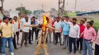 Villagers Burn Effigy of DRM Over Underpass Bridge Issue.