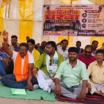 The villagers staged a one-day protest against the railway management with three-point demands.
