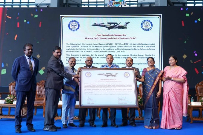 The Indian Air Force has received Final Operational Clearance for the indigenous airborne early warning and control system 'Netra'.