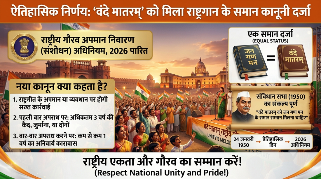 Following the lines of the National Anthem, the national song 'Vande Mataram' will now also receive legal protection.