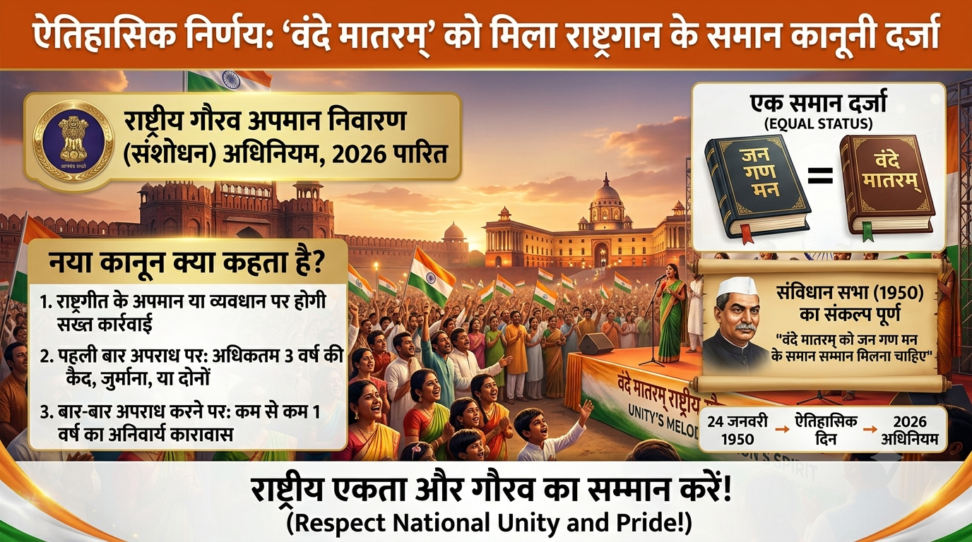 Following the lines of the National Anthem, the national song 'Vande Mataram' will now also receive legal protection.