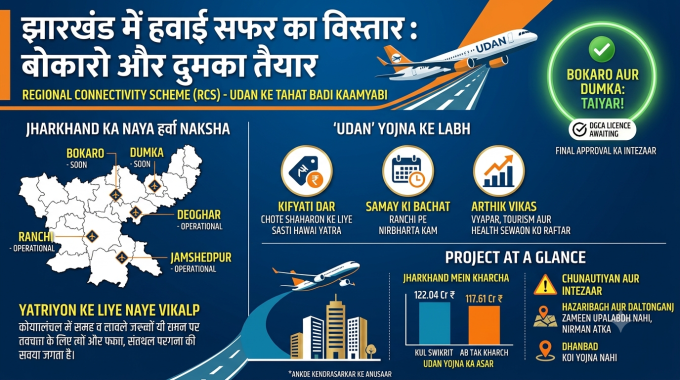 Expansion of air travel in Jharkhand: Aircraft ready to take off from Bokaro and Dumka.