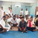 Displaced and affected villagers held a meeting regarding employment with an outsourcing company.