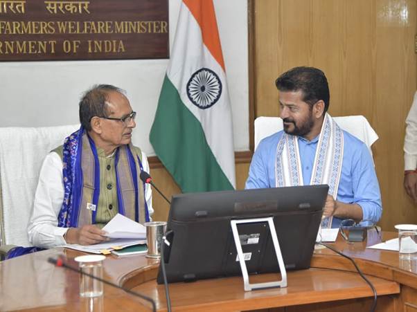 High-level meeting in New Delhi on Telangana's agriculture and development issues: Key discussions held between Shivraj Singh Chouhan and CM Revanth Reddy.